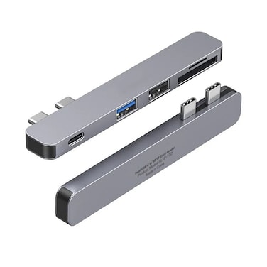 Multi-Port Hub Dual Type-C to Thunderbolt 3 USB 2.0 &amp; 3.0 Converter Adapter &ndash; High-Speed Data Transfer USB-C Hub Compatible with MacBook, Laptop, Tablet
