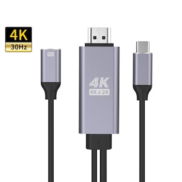 محول من الألومنيوم من النوع C إلى HDMI بدقة 4K UHD مع شحن USB-C PD - متوافق مع أجهزة MacBook Pro/Air M2 2022 وMacBook Pro M1 Pro & Max 2021، محول USB-C HDMI