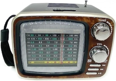 راديو بلوتوث محمول مع مكبر صوت - راديو AM/FM/SW كلاسيكي، بطارية قابلة لإعادة الشحن، مشغل موسيقى USB/TF، راديو كلاسيكي لاسلكي للمنزل، في الهواء الطلق، والتخييم