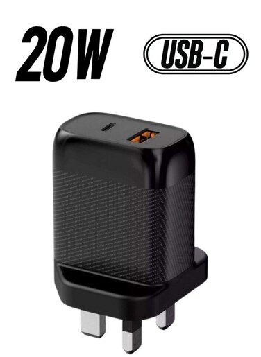 20W Fast Wall Charger &ndash; Dual Port USB-C PD &amp; USB-A Quick Charger Block for iPhone 15/14/13, Samsung Galaxy, iPad, Pixel, Android Devices &ndash; Compact Power Adapter