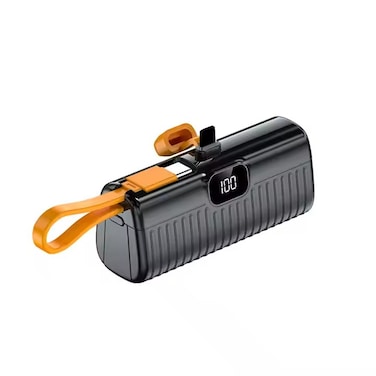 Mini Portable Power Bank 5000mAh &ndash; Compact Capsule Design with Digital Display, Dual Output USB Charger for iPhone, Android, Tablets &ndash;  Emergency Backup Battery,
