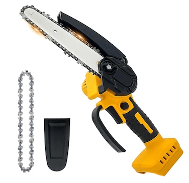Mini Chainsaw Battery Powered &ndash; 6-Inch Portable Handheld Electric Chain Saw with Safety Lock &amp; Overload Protection for Tree Trimming, Wood Cutting &amp; Gardening