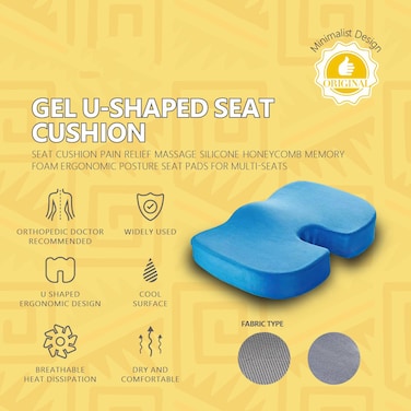 U-Shaped Seat Cushion for Tailbone Pain Relief &ndash; Memory Foam Orthopedic Coccyx Pillow for Office Chair, Car, Home, Sciatica &amp; Lower Back Support