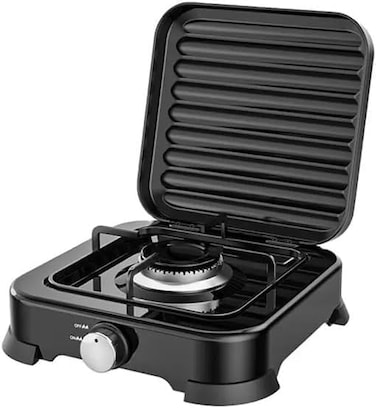 موقد غاز فردي محمول - موقد غاز مسال عالي الكفاءة بقوة 2200 واط بتصميم صغير الحجم، إشعال يدوي، هيكل حديدي متين، خفيف الوزن للطهي في الأماكن المغلقة والمفتوحة