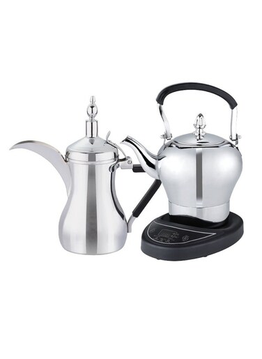 Premium Coffee Pot Set &ndash; Stainless Steel Coffee Server with Cups &amp; Tray   Elegant Arabic/Turkish Coffee Set for Home, Office &amp; Gifting   Heat-Resistant Handle