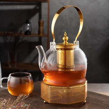 Heat-Resistant Glass Teapot &ndash; 750ml&ndash;1200ml Clear Tea Pot with Stainless Steel Lid &amp; Filter, Stove Top Safe   Elegant Glass Kettle for Loose Leaf Tea, Blooming Tea