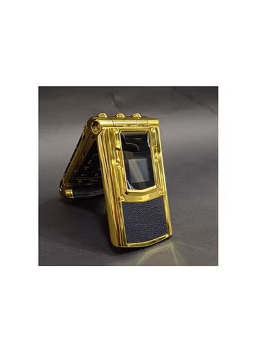 Luxury Flip Phone &ndash; Dual SIM Unlocked Keypad Mobile, Classic Flip Design, Gold Finish, Unboxed Like New, No Contract