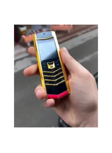 Vertu Signature Leather Gold &amp; Red Dragon Luxury Mobile Phone 2.0 &ndash; Handcrafted Premium Leather &ndash; Iconic Design with Precision Craftsmanship &ndash; Limited Edition