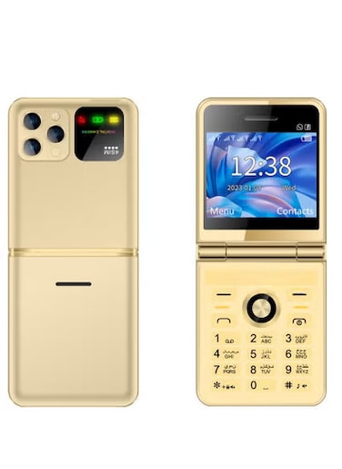 Slim Folding Mobile Phone &ndash; Unlocked GSM Flip Phone with 4 SIM Standby, 2.4-Inch Display, Flashlight, Speed Dial, FM Radio, and Magic Voice Feature