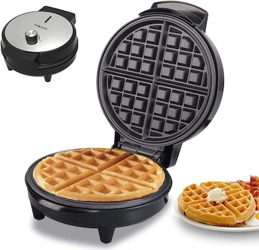 Waffle Iron, Double Waffle Iron for 4 Waffles, 7 Levels Temperature Control, Waffle Maker with Non-Stick Coating,