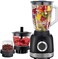 Countertop Blender, 3 in 1 Function Blender/Grinder/Chopper, 5 Speed, 1.5L Blender Mixer, 0.7L Food Processor Bowl, 0.25L Jar For Grinding, Stainless Steel Blade