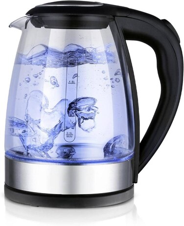 Electric Kettle, Glass Tea Kettle, BPA Free Hot Water Electric Kettle Warmer 2L with Fast Boil, Adida Tech Stainless Steel Boil Dry Protection Auto Shut-Off for Tea, Coffee Standard Silver