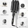 Hair Crimper with 3 Barrel Beach Wave, Foldable 25mm Curling Iron, Adjustable Heat Settings and LCD Temperature Display