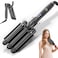 Hair Crimper with 3 Barrel Beach Wave, Foldable 25mm Curling Iron, Adjustable Heat Settings and LCD Temperature Display