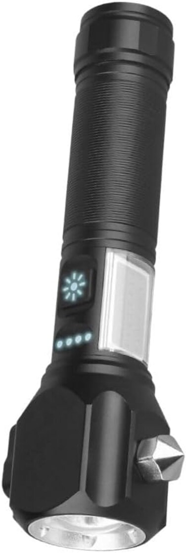 Multifunctional LED Flashlight, Rechargeable Torch with Power Bank, Zoomable Beam, Multiple Lighting Modes, Waterproof Handheld Light for Camping, Hiking,