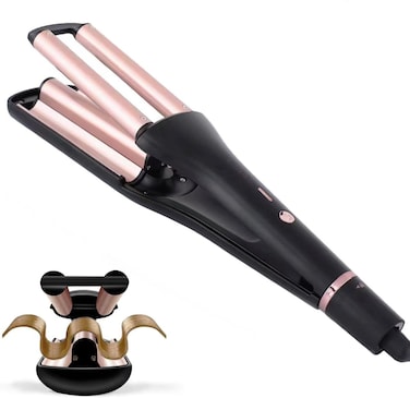 3 Barrel Curling Iron Hair Waver, Fast Heating Ceramic Hair Curler for Large Waves, Adjustable Temperature, Beach Wave Curling Wand for Salon, Home, and Hotel Use