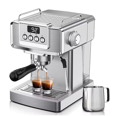 20 Bar Espresso Coffee Machine &ndash; Stainless Steel Home Coffee Maker for Espresso, Latte, Cappuccino, and Turkish Coffee Brewing