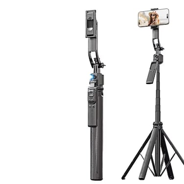 Foldable AI Face Tracking Gimbal Stabilizer &ndash; 360&deg; Automatic Rotation, Selfie Stick Tripod, Steel Metal, for Smartphone Cameras, Perfect