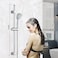 3-Functions Stainless Steel Sliding Bar Shower Set &ndash; Chrome Finish Bathroom Handheld Shower with Adjustable Height, Flexible Hose, and Multi-Spray Modes