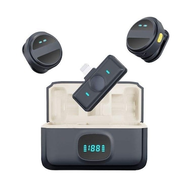 ميكروفون لاسلكي احترافي مع بطارية 800 مللي أمبير في الساعة - عمر طويل، مشبك مغناطيسي، مثالي للمقابلات والتسجيل المباشر والبث المباشر