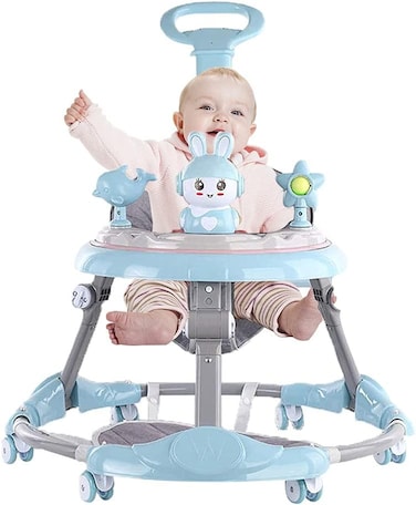 Baby Walkers O-Leg Anti-Rollover Trolley &ndash; Adjustable Sit-On Baby Walker for Safe and Fun Learning, Promotes Walking &amp; Motor Skills Development