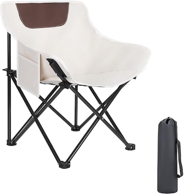 كرسي تخييم قابل للطي محمول مع حقيبة حمل - يدعم كرسي الحديقة حتى 260 كجم، مثالي للسفر في الهواء الطلق والشاطئ والنزهات والمشي لمسافات طويلة