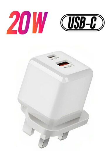 شاحن حائطي مزدوج USB-C، محول شحن سريع بقوة 20 وات، صغير الحجم وقابل للحمل، شاحن مزدوج المنفذ USB-C للهواتف الذكية والأجهزة اللوحية والمزيد