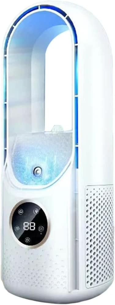مكيف هواء محمول، مروحة تبريد هواء صغيرة قابلة لإعادة الشحن مع 6 مستويات للرطوبة، مروحة تبريد شخصية تعمل بمنفذ USB للمنزل وغرفة النوم والمكتب، النوع 1 أبيض