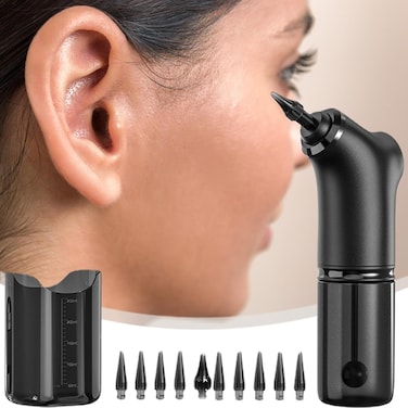جهاز تنظيف شمع الأذن الكهربائي - مجموعة إزالة شمع الأذن القابلة لإعادة الشحن عبر USB، جهاز تنظيف الأذن يعمل بالماء مع فوهات متعددة، مجموعة تنظيف آمنة للأذن