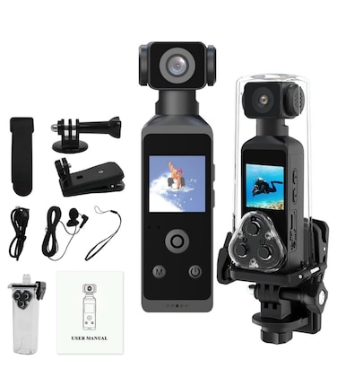 4K HD Pocket Action Camera &ndash; 16MP Waterproof Sports Camera (30m/98ft) with 3" LCD Screen, 270&deg; Rotatable Wide-Angle Lens &amp; Built-in WiFi