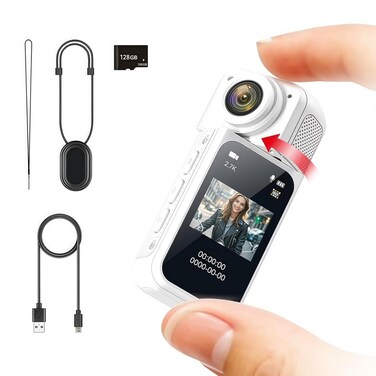كاميرا صغيرة محمولة بدقة FHD 1080P بسعة 128 جيجابايت - كاميرا تسجيل فيديو بدون استخدام اليدين بحجم الإبهام للعمل والسفر والأنشطة الخارجية