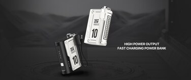 Fast Charging Power Bank 10000mAh with Built-in Stretchable Cable   35W Dual Port Portable Charger with Type-C and USB Output for iPhone, Samsung, Android