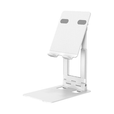 Adjustable Tablet &amp; Phone Holder Stand &ndash; Carbon Steel, Height &amp; Angle Adjustable, Folding, Stable Design