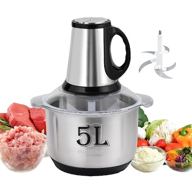 5L Electric Meat Grinder &amp; Food Processor &ndash; 500W, 4 Stainless Steel Blades, Meat Vegetable Mincer Blender for Kitchen &amp; Restaurant