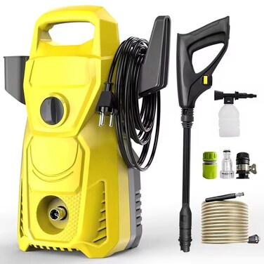 غسالة سيارات كهربائية عالية الضغط - غسالة طاقة 220 فولت مع مسدس ماء قوي ومضخة سبائك، آلة تنظيف محمولة للسيارة والدراجة والمنزل والاستخدام الخارجي