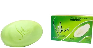 Silka Whitening Green Papaya Soap with VitaRich Actives &ndash; 2-Pack (135g Each)   Brightening Herbal Soap for Smooth, Glowing Skin &ndash; Exfoliating Papaya Bar