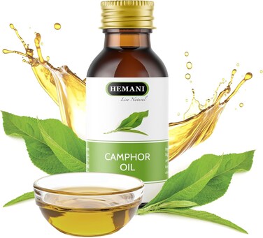 زيت الكافور العضوي النقي 100% من هيماني - زيت عطري مقطر بالبخار لتخفيف الألم والتدليك والعلاج بالروائح واستخدامات التجميل - زيت علاجي طبيعي