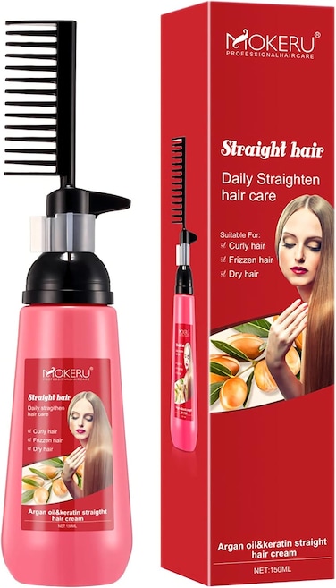Comb Straight Hair Cream &ndash; Daily Hair Straightener Gel for Women &ndash; Smooth, Frizz-Free, Shiny &amp; Manageable Hair