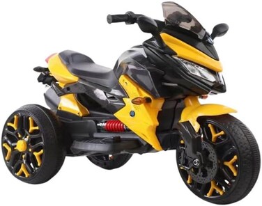 Lovely Baby LB 5188EL 12V Ride-On Bike for Kids, Leather Seat, EVA Wheels, Fun Ride-On for Ages 2-5 Years -Yellow