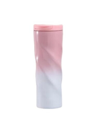 24 oz Insulated Mug with Lid and Bounce Straw, Stainless Steel Water Bottle Reusable Travel Coffee Mug Insulated Tumbler Cups for Hot &amp; Cold Drinks (Gradation Pink)