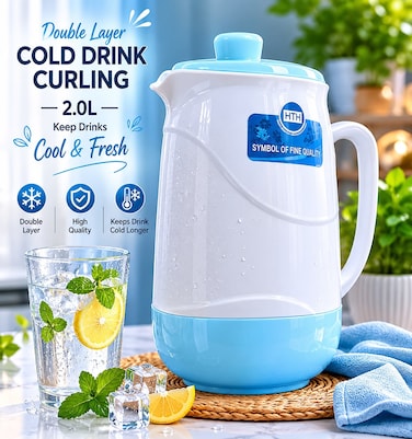 2.0L Double Layer Insulated Cold Drink Jug – Cool & Fresh Juice, Water & Iced Drinks Pitcher