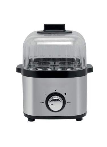 Electric Egg Cooker 4 Egg Capacity   Rapid Egg Boiler with Stainless Steel Tray, Measuring Water Cup & Piercing Pin   Automatic Hard, Medium & Soft Boiled Egg Maker for Breakfast, Lunch & Snacks