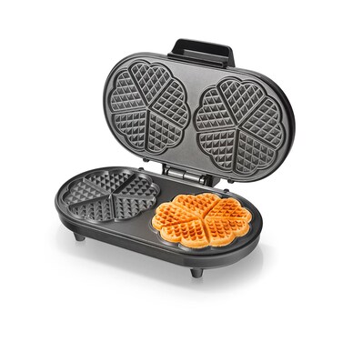 Double Waffle Maker with Mini Heart-Shaped Waffles, 10 Heart Waffle Pieces, Non-Stick Electric Waffle Maker, Quick Breakfast & Dessert Maker