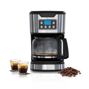 Drip Coffee Maker 1.8L 900W, Programmable Coffee Machine with 24-Hour Timer, LCD Digital Display, Keep Warm, Auto Shut-Off & Anti-Drip, Glass Carafe