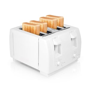 4 Slice Toaster 7 Heat Settings, 4-Slice Bread Toaster with Adjustable Browning Control, Wide Slots, Removable Crumb Tray, Compact Electric Toaster