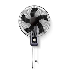 16 Inch Wall Fan 60W, High-Speed 5-Blade Powerful Airflow, 3-Speed Control, Wide Oscillation, Quiet Operation, Durable Wall-Mounted Electric Fan for Home, Office & Bedroom – Black