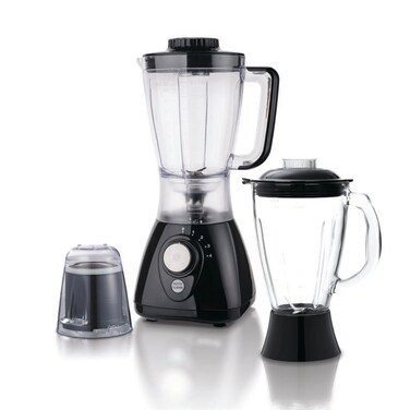3 in 1 Multi-Function Blender 550W, 1.8L Plastic & 1.5L Glass Jars, Grinder Mill, 4-Speed Control, Stainless Steel Blades, Auto Clean & Safety Lock, Kitchen Blender Mixer Grinder