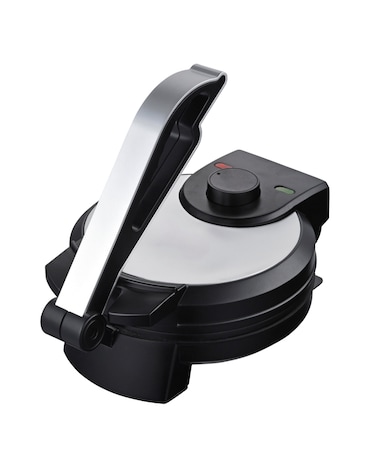 Electric Roti Maker 8 Inch 1000W, Automatic Chapati Maker with Non-Stick Plates, Adjustable Temperature Control, Stainless Steel Body, Cool-Touch Handle for Roti, Chapati, Paratha & Tortilla