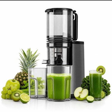 Slow Juicer with Extra-Large Feed Chute, Full Copper Motor, Slow Squeeze Technology, Advanced Juice &amp; Pulp Separation, 1L Juice Container &amp; 700ml Pulp Container