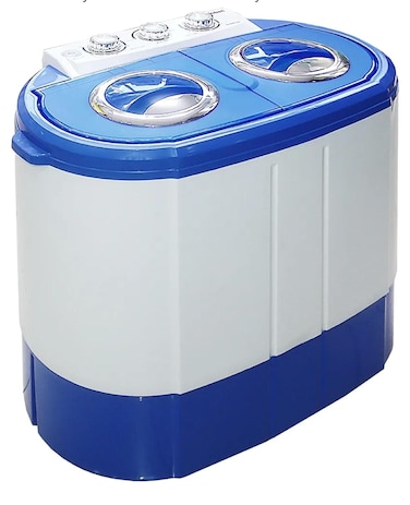 3KG Portable Washing Machine, Twin Tub Semi Automatic Washer with Wash & Spin Function, Compact Laundry Washer, Low Noise Operation, White